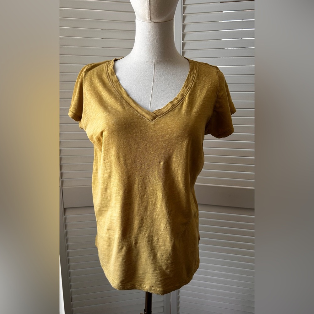 Velvet by Graham & Spencer 100% cotton slub daffodil yellow v-neck tee.